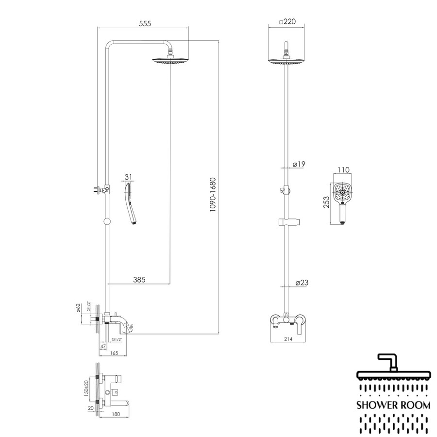 Душова система для ванни Imprese BILA DESNE T-10155 хром