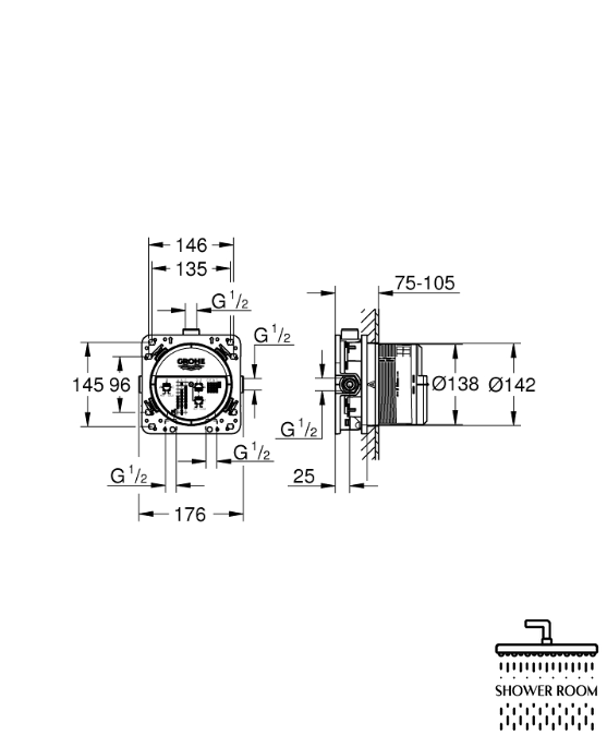 Душова система Grohe Plus прихованого монтажу з Tempesta 250 (UA240602663)