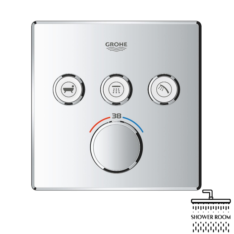 Душова система прихованого монтажу з термостатом Grohe QuickFix Grohtherm SmartControl&Vitalio Start 250 Cube UA202801C3