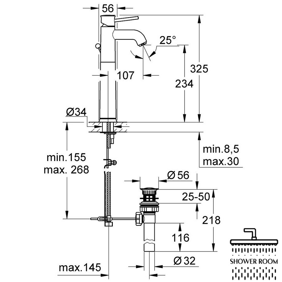 Змішувач для раковини Grohe BauClassic XL-Size 32868000