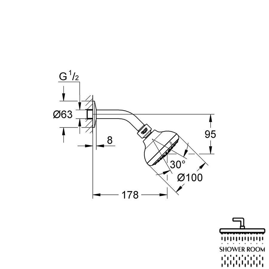 Лійка для верхнього душу з тримачем Grohe New Tempesta 100 26088001