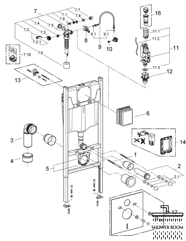 Комплект инсталляции Grohe Rapid SL 4-в-1 для унитаза (кнопка Skate Cosmopolitan) (3873200A)