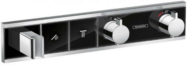 Термостат прихованого монтажу на 2 споживача, HANSGROHE RainSelect 15355600, хром/чорний