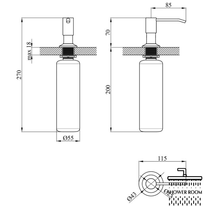 Комплект кухонной мойки Kroner 6050HM PVD (3.0/1.0 мм) с смесителем PVD035BLK