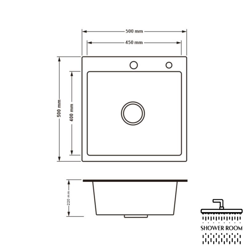 Кухонная мойка H5050G PVD встроенная 3.0/0.8 мм Brush, 500х500/215 мм, Grey Lidz LDH5050GPVD3008