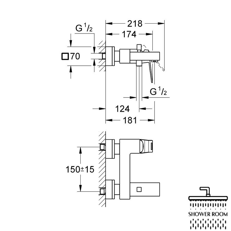 Смеситель для ванны Grohe Eurocube 23140000