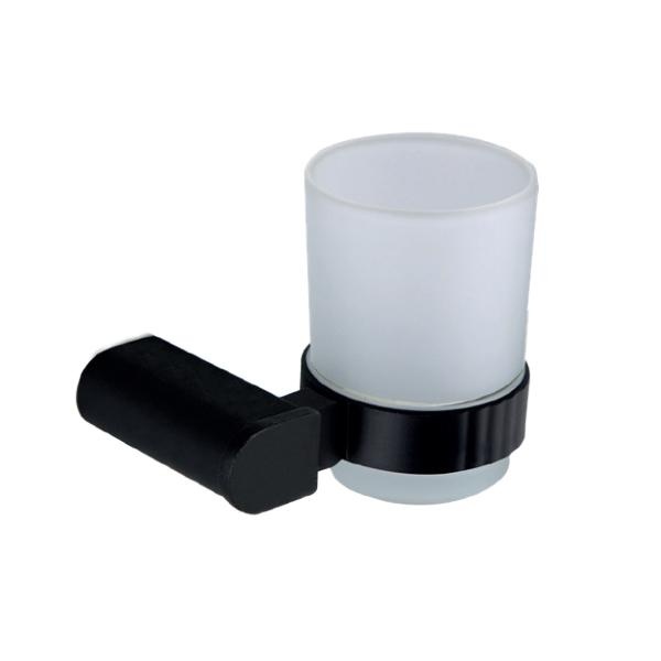 Склянка для щіток Nofer CAPRI BLACK 95 x 114 x 93 mm, чорний/білий (16231.N)