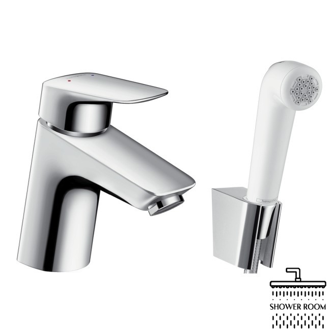 Смеситель для раковины, однорычажный с гигиеническим душем HANSGROHE Logis 71290000, хром