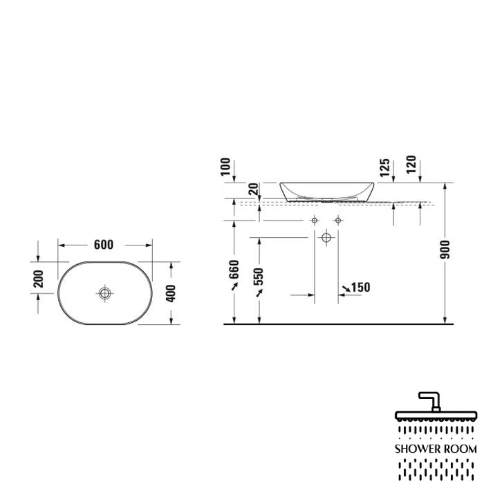 Умивальник на стільницю Duravit D-Neo 60, без переливу, білий (2372600070)