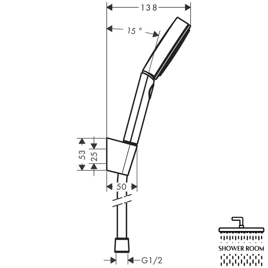 Душовий набір, HANSGROHE PULSIFY 3j 24303670, 1600 мм, чорний