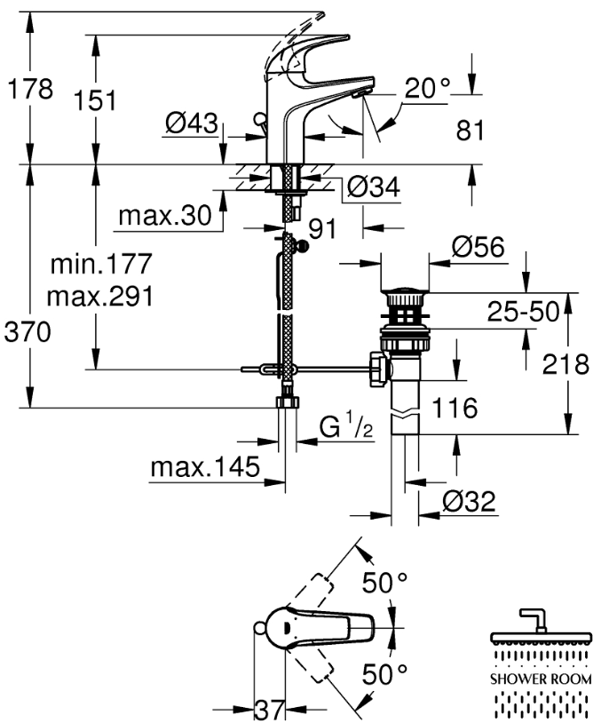 Смеситель для умывальника Grohe BauCurve S-Size 32805000