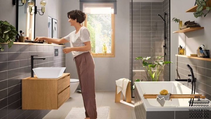 Змішувач для умивальника 110, HANSGROHE REBRIS E 72557670, чорний матовий