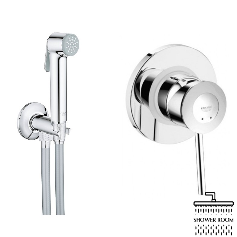 Гигиенический душ со смесителем Grohe BauClassic, хром (UA2904800S)