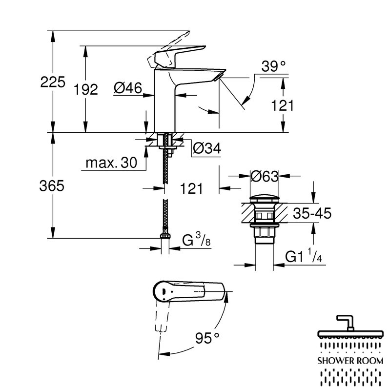 Змішувач для раковини M-розміру Grohe QuickFix Start 23746002