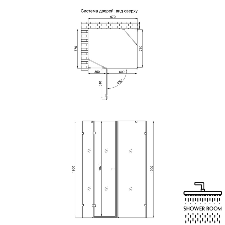 Душевая кабина Qtap Capricorn CRM1018RC6 100х80 см, стекло Clear 6 мм без поддона