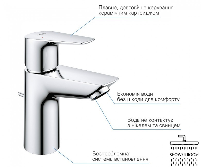 Смеситель для раковины S-размера Grohe QuickFix Start Edge 24196001