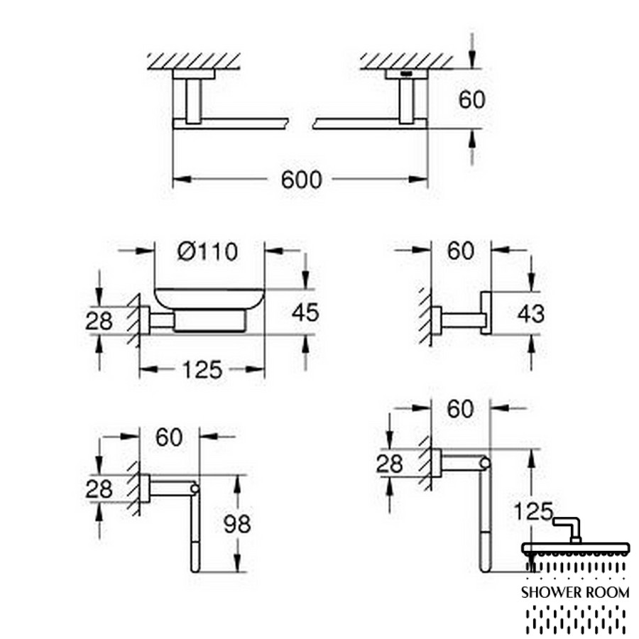 Набір аксесуарів Grohe Essentials Cube 40758001