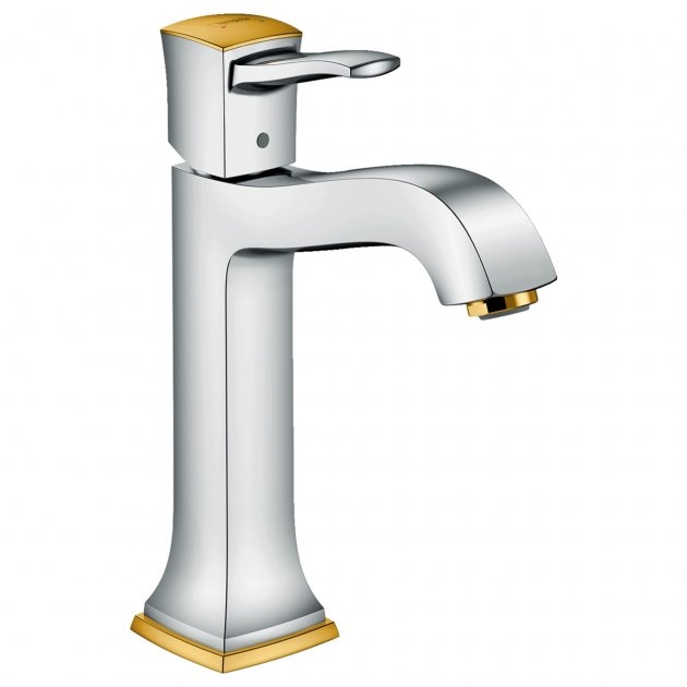 Змішувач для раковини, одноважільний, HANSGROHE Metropol Classic 31302090, хром/золото