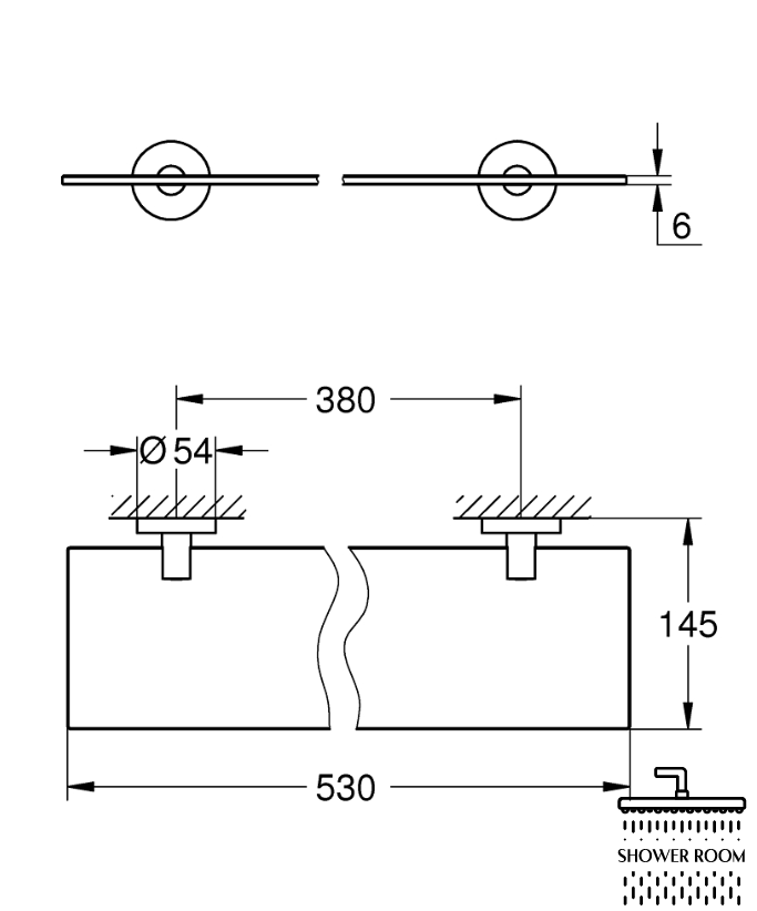 Поличка скляна, 530 мм Grohe QuickFix Start (41202000)