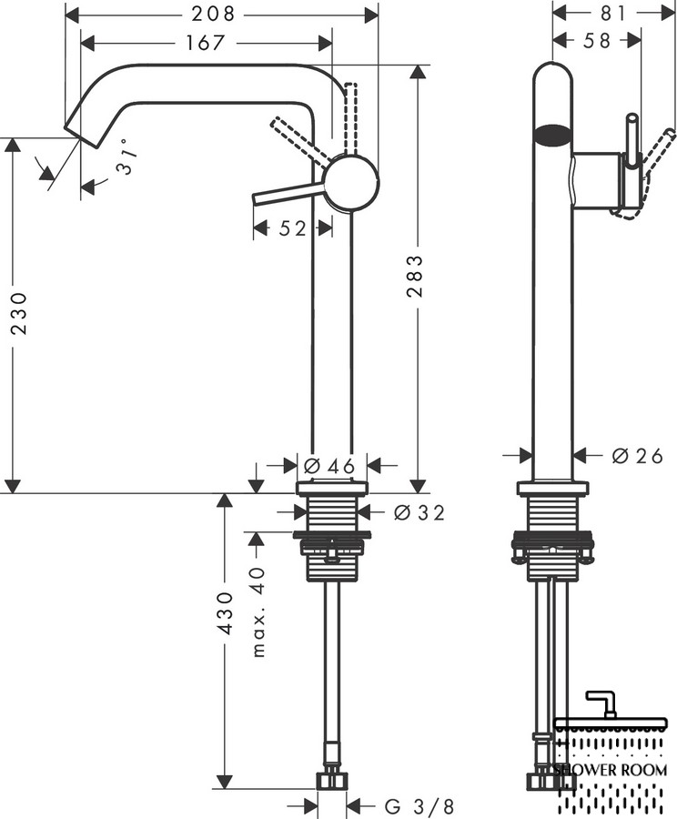 Смеситель для умывальника HANSGROHE Tecturis S 240 CoolStart 73370670, черный матовый