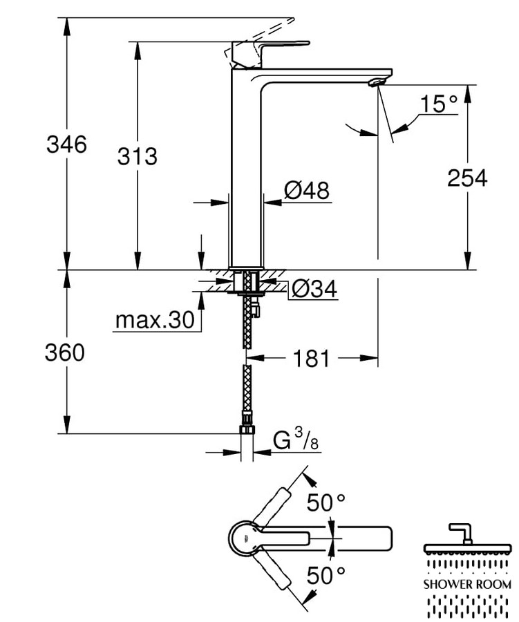 Змішувач для умивальника Grohe Lineare, хром (23405001)