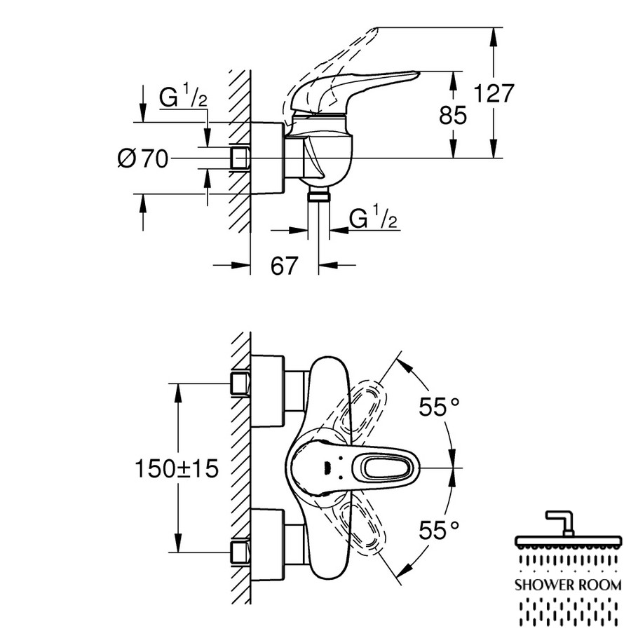 Змішувач для душу Grohe Eurostyle 33590003