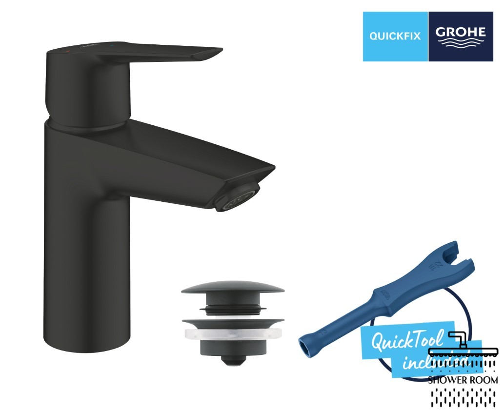 Змішувач одноважільний для раковини Grohe QuickFix Start 235512432 S-Size, чорний