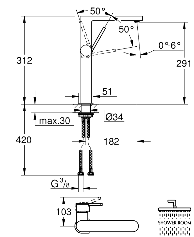 Змішувач для раковини Grohe Plus XL-Size одноважільний (32618003)