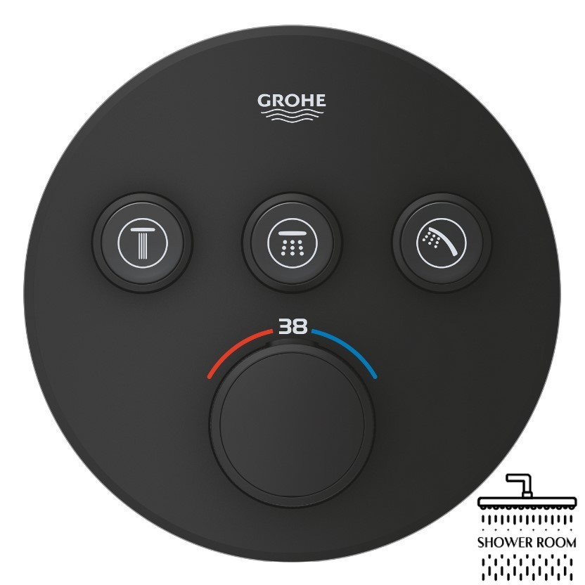 Термостат прихованого монтажу Grohe Grohtherm SmartControl на 3 виходи, чорний матовий (29508KF0)