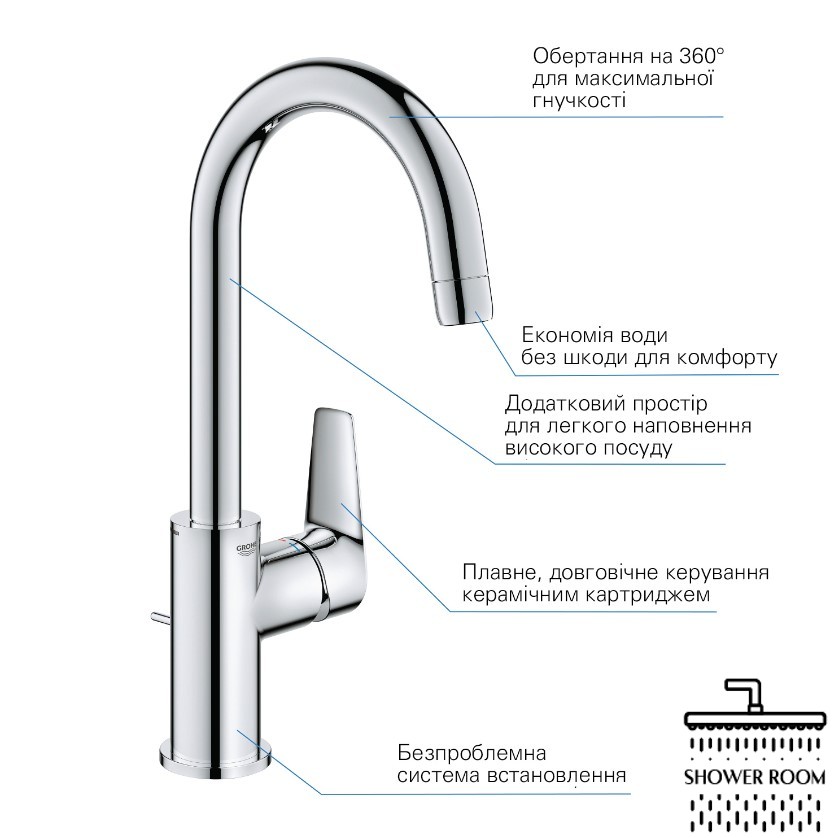 Смеситель для раковины L-размера Grohe QuickFix Start Edge 24201001