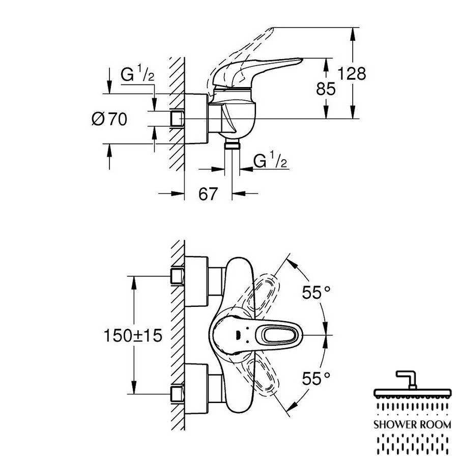 Змішувач для душу Grohe Eurostyle 33590LS3