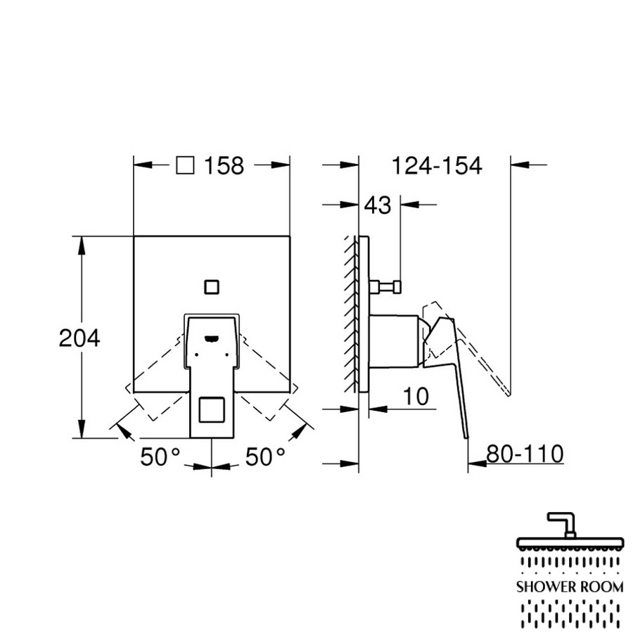 Зовнішня частина змішувача для душу Grohe Eurocube 24062000 для двох споживачів