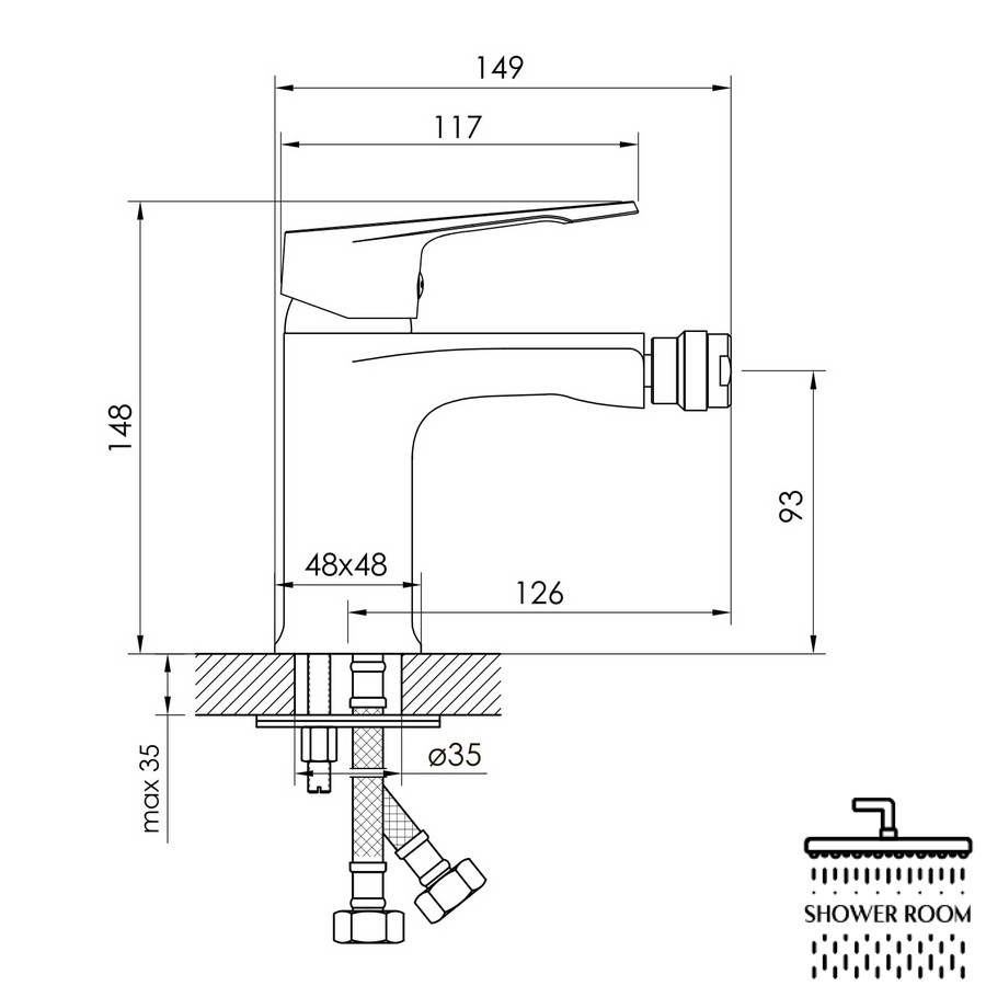 Змішувач для біде, Imprese VITE f03107401AA хром, 35 мм