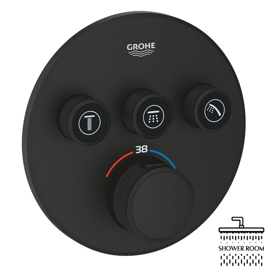 Термостат скрытого монтажа Grohe Grohtherm SmartControl на 3 выхода, черный матовый (29508KF0)