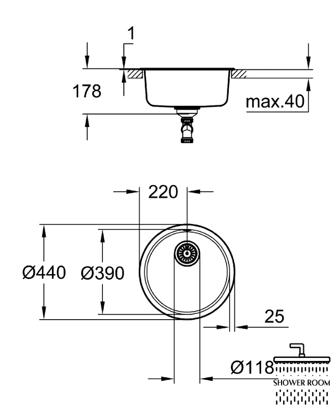 Grohe Мийка для кухні D 440 мм кругла, матова (31720SD0)