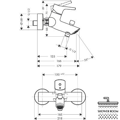 Смеситель для ванны однорычажный, HANSGROHE Talis S 72400000, хром