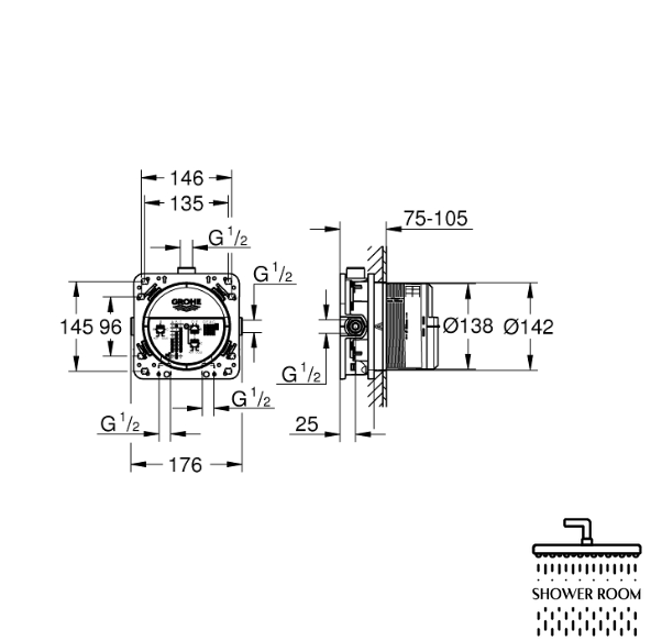 Душова система прихованого монтажу GROHE Grohtherm SmartControl UA34614SC4