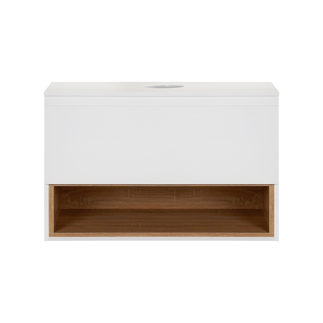 Тумба підвісна Qtap Robin 800х476х437 White/Whitish oak зі стільницею QT1379TPН8001WWO