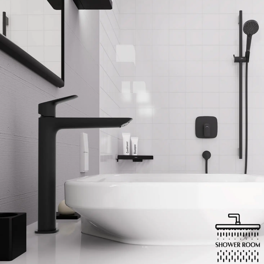 Смеситель HANSGROHE Logis 240 для раковины 71258670 без донного клапана, черный матовый