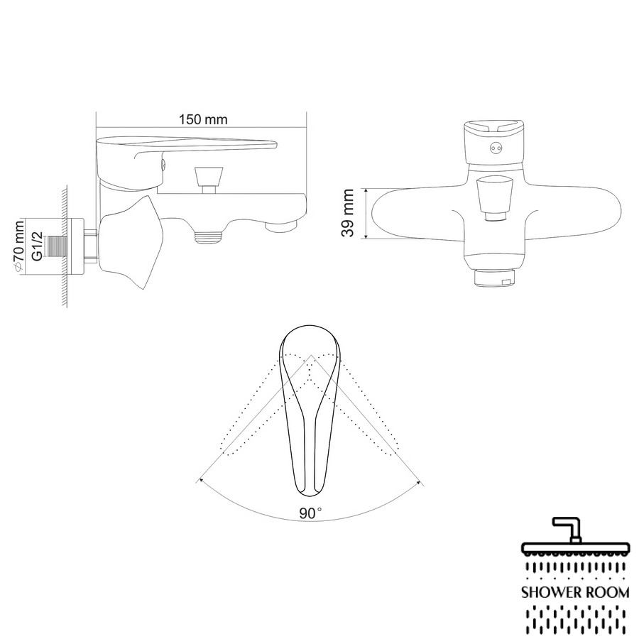 Змішувач для ванни одноважільний, RJ TULIP RBZ081-3, хром 35 мм