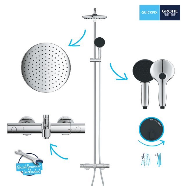 Душова система з термостатом для ванни Grohe Quickfix Vitalio Start 250 (26988001)