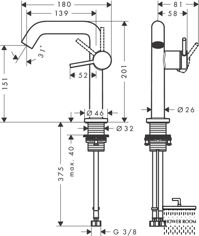 Змішувач для умивальника HANSGROHE Tecturis S 150 73340000 CoolStart, EcoSmart+push-open,  хром