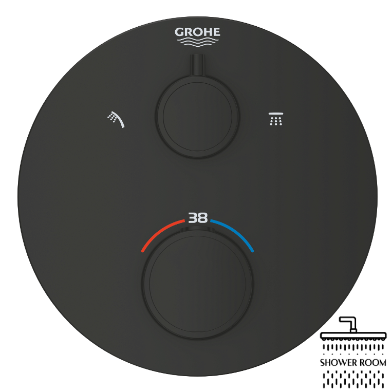 Душевая система с термостатом Grohe Grohtherm UA26415SC9, черная матовая