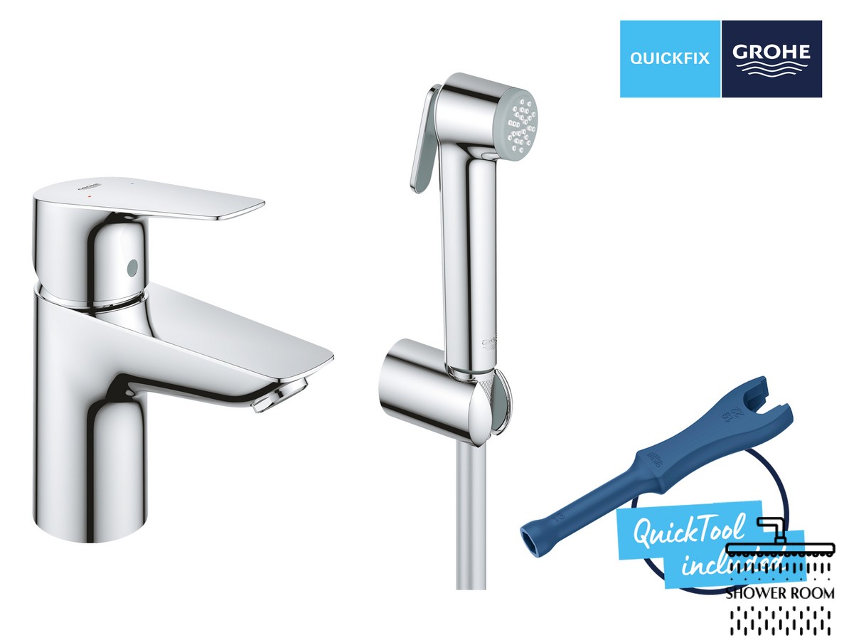 Смеситель для раковины с гигиеническим душем Grohe QuickFix Start Edge 23773001