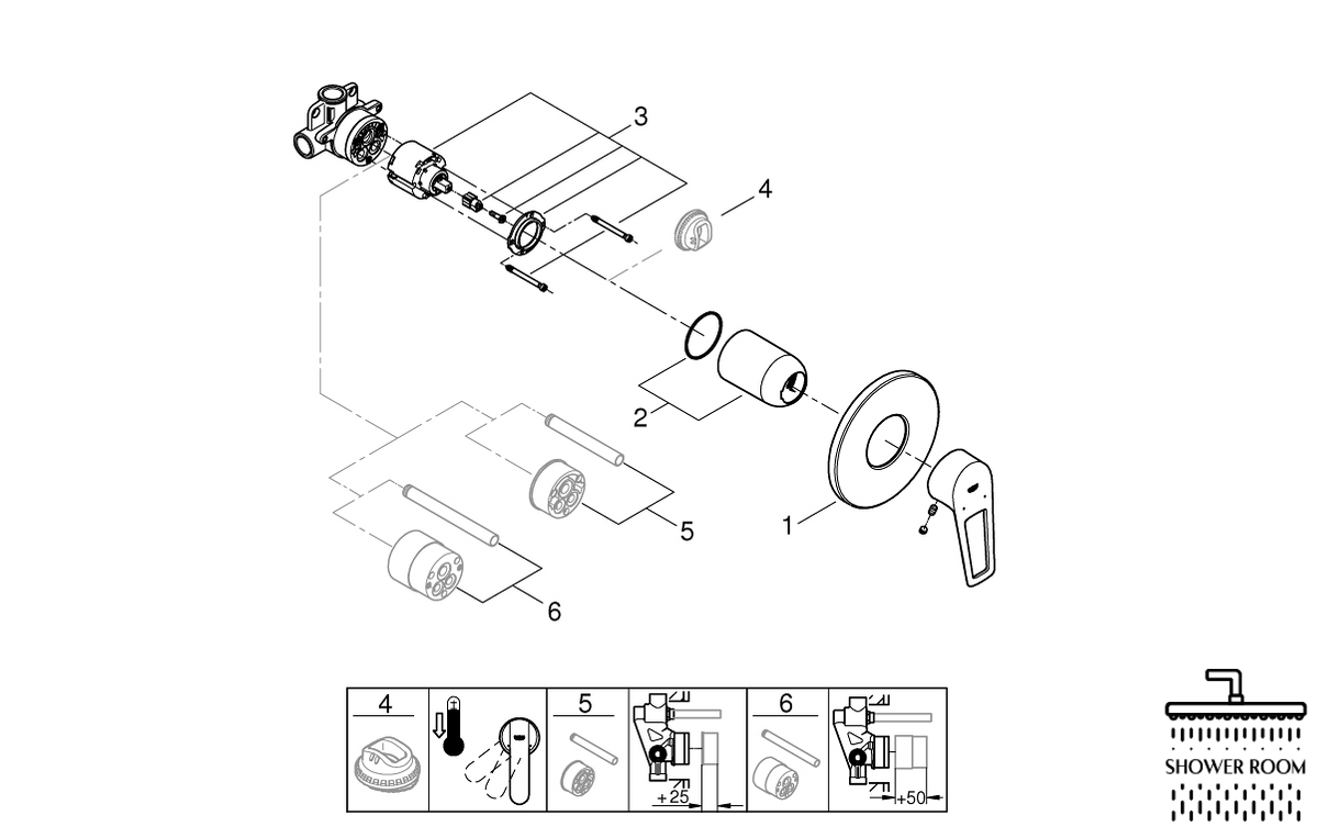 Набір з гігієнічним душем Grohe Bau Loop (UA2904200B)