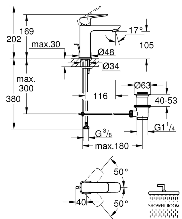 Набор смесителей 3 в 1 Grohe Cubeо (UA10174910181)