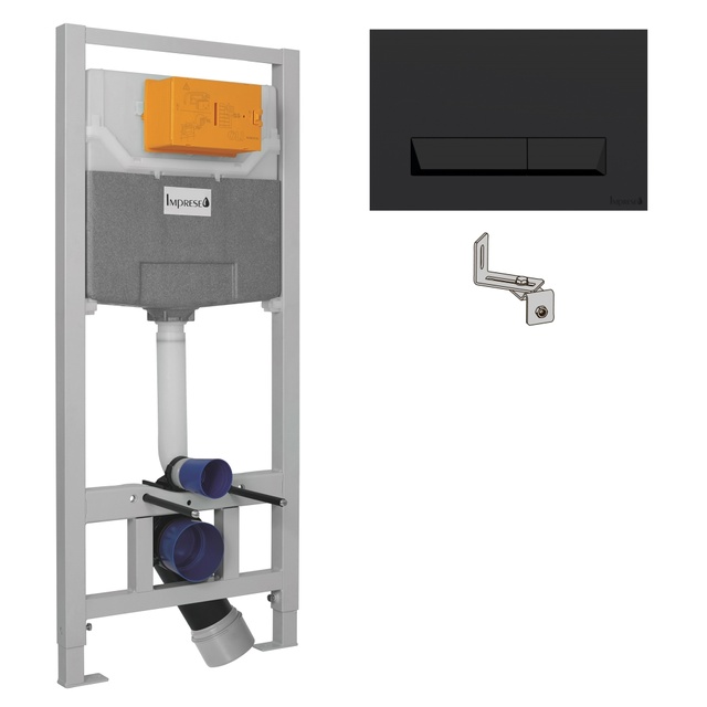 Комплект інсталяції для унітазу 3в1, IMPRESE i8122B, чорна клавіша PAN