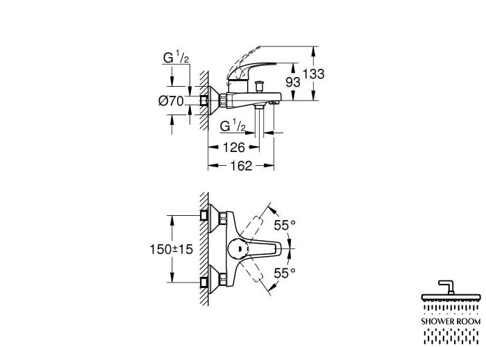 Змішувач для ванни Grohe BauCurve, хром (23599000)