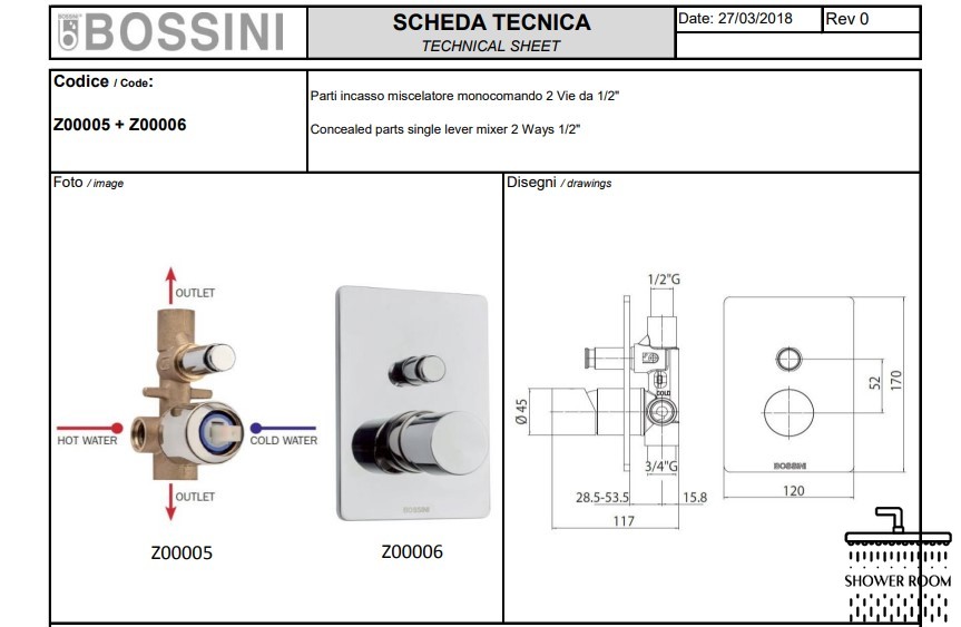 Душовий набір Bossini Cosmo верхній душ, ручний душ, зовнішня та внутрішня частини, чорний (M70182000073008)