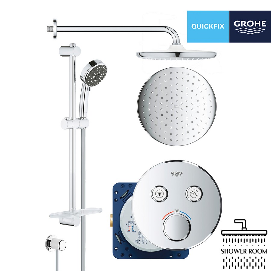 Душевая система скрытого монтажа с термостатом Grohe QuickFix Grohtherm SmartControl&Vitalio Start 250 Round RU202801R2